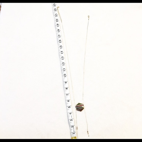 Long Gold Necklace w/ Gemstone & Tassels - Picture 5 of 5